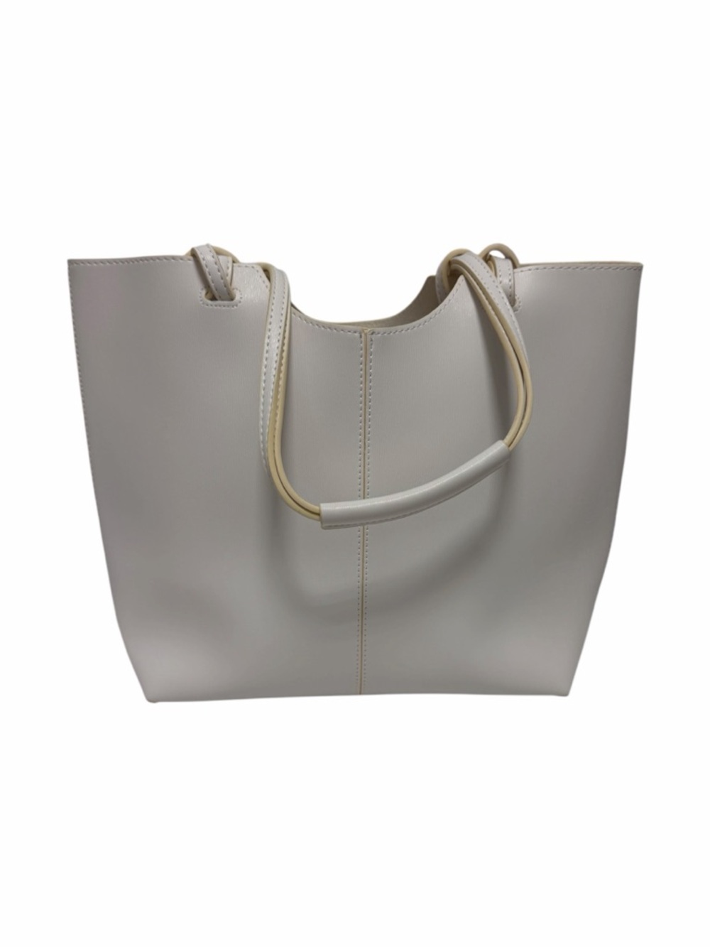 Neiman Marcus Crinkled White Faux Leather Handbag